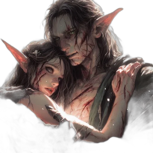 fantasy art, concept art, watercolor, comic book art, fire, red, green, two transparent PNG cut-out