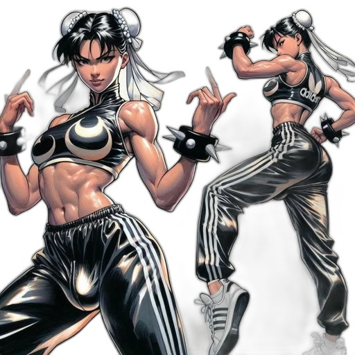 comic book art, concept art, cyberpunk, fantasy art, female, character, sportswear, adidas transparent PNG cut-out