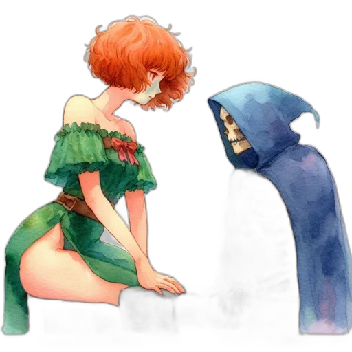 dress, creature, hat, mask, watercolor, concept art, fantasy art, pixel art transparent PNG cut-out