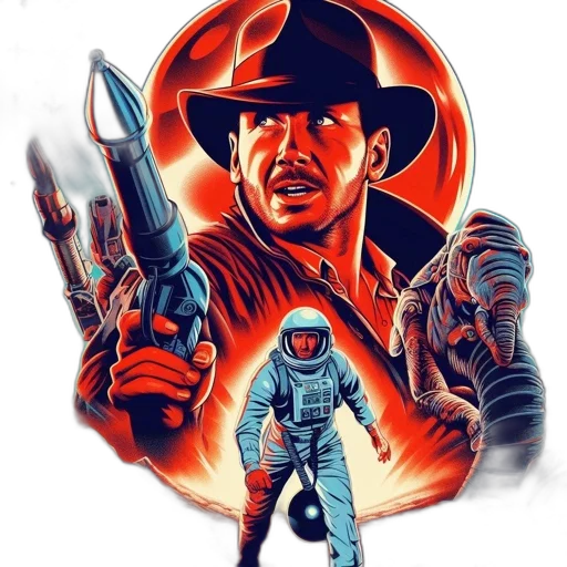 comic book art, concept art, pixel art, outer space, illustrated, scene, features, heroic transparent PNG cut-out