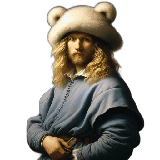 hat, face, jacket, staff, oil painting, photorealistic, fantasy art, concept art transparent PNG cut-out