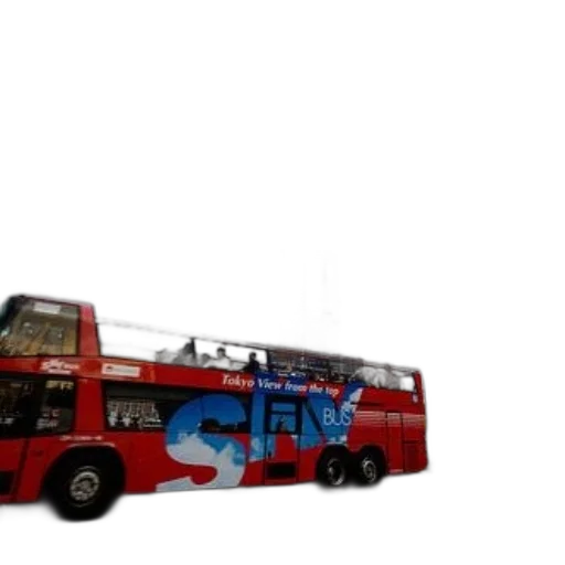 car, staff, 3d render, concept art, photorealistic, red, double-decker, bus transparent PNG cut-out