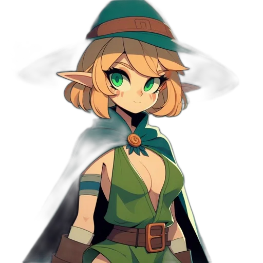 staff, hat, dress, mask, pixel art, concept art, fantasy art, anime transparent PNG cut-out