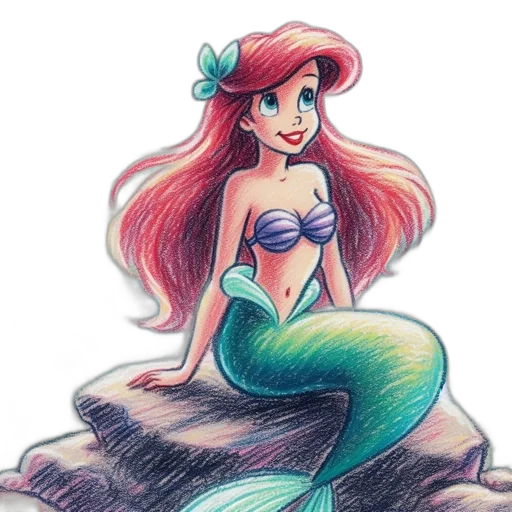 dress, watercolor, cartoon, concept art, fantasy art, underwater, mermaid, red transparent PNG cut-out