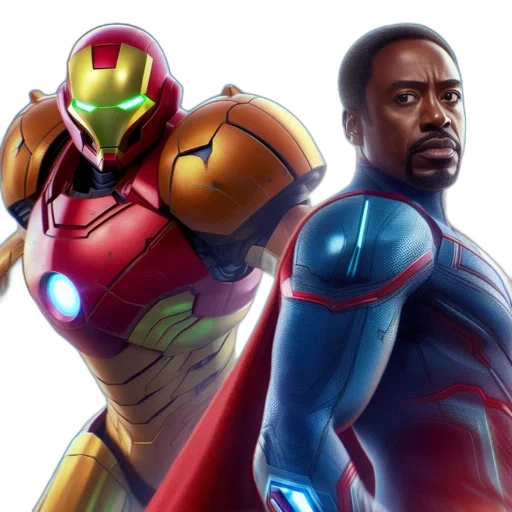 comic book art, concept art, iron, man, mark, falcon, appear, together transparent PNG cut-out