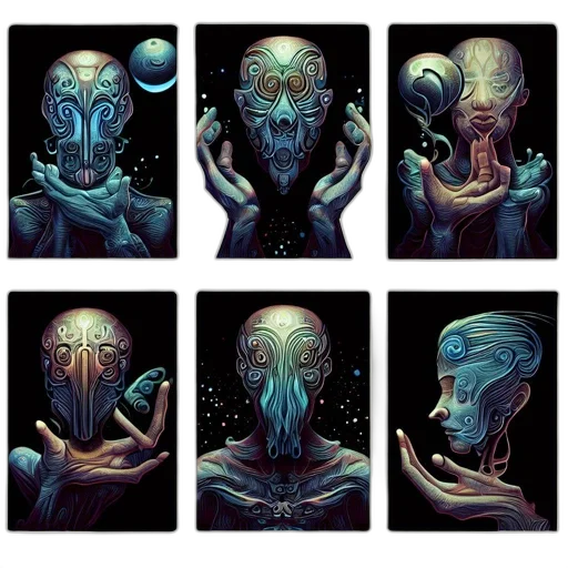 mask, creature, face, concept art, fantasy art, comic book art, pixel art, outer space transparent PNG cut-out
