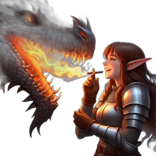 dragon, sword, fantasy art, concept art, pixel art, comic book art, fire, calm transparent PNG cut-out