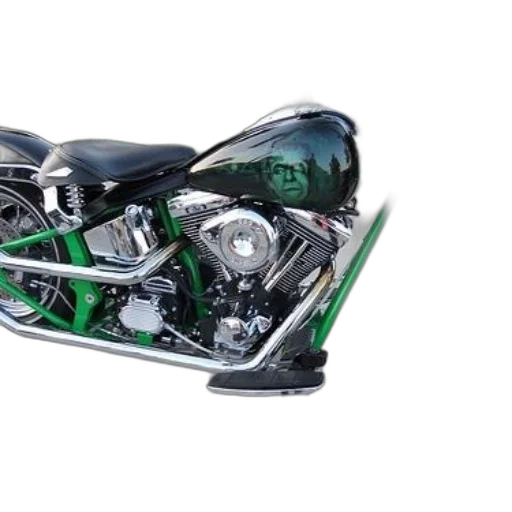 weapon, green, black, custom, motorcycle, chrome, accents, unique transparent PNG cut-out