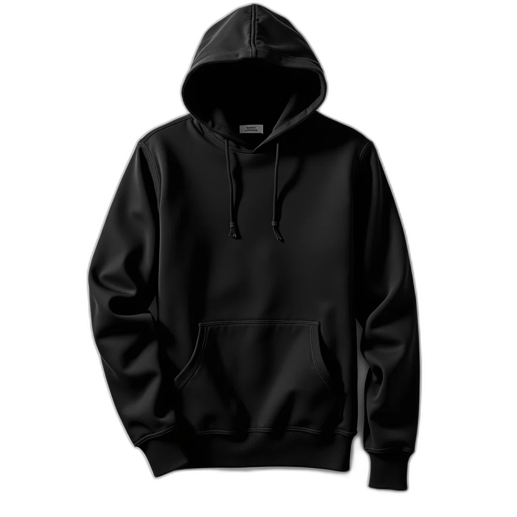 jacket, 3d render, dark, monochrome, black, hoodie, plain, design transparent PNG cut-out