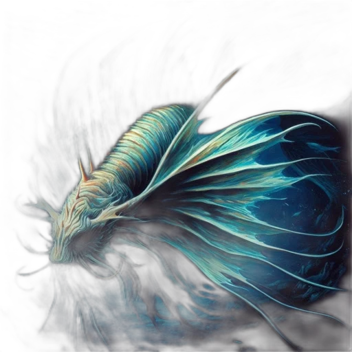 dragon, creature, hair, animal, fantasy art, photorealistic, concept art, watercolor transparent PNG cut-out