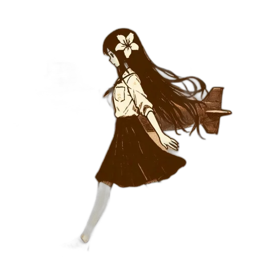 dress, staff, mask, hair, pixel art, anime, concept art, cartoon transparent PNG cut-out