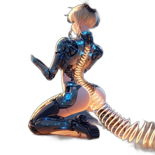 robot, jewelry, weapon, staff, cyberpunk, concept art, 3d render, fantasy art transparent PNG cut-out