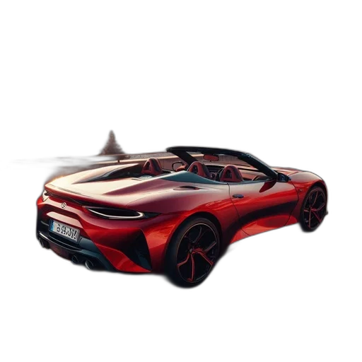 car, 3d render, concept art, photorealistic, fantasy art, red, convertible, aerodynamic transparent PNG cut-out