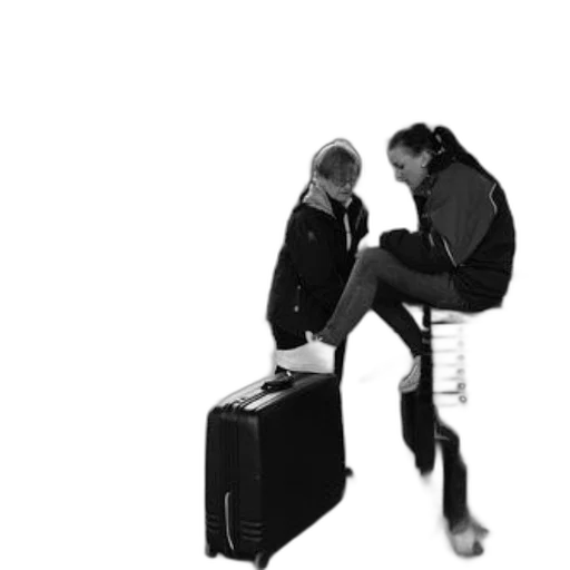 jacket, furniture, shoes, staff, concept art, two, people, sit transparent PNG cut-out