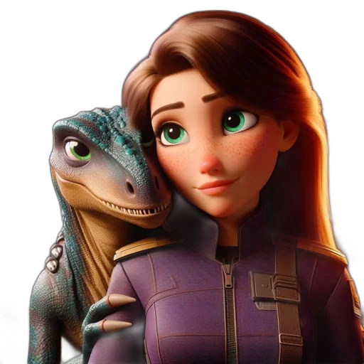 dragon, concept art, fantasy art, cartoon, 3d render, outer space, young, woman transparent PNG cut-out