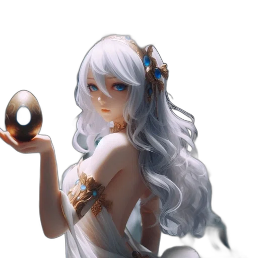 dress, jewelry, crown, staff, fantasy art, concept art, anime, pixel art transparent PNG cut-out