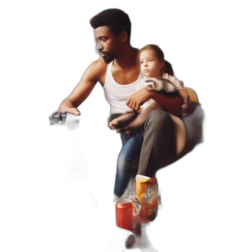shoes, concept art, photorealistic, pixel art, 3d render, father, holds, boy transparent PNG cut-out