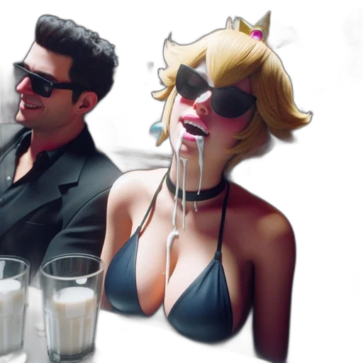 concept art, 3d render, cyberpunk, comic book art, three, figures, socialize, dimly transparent PNG cut-out