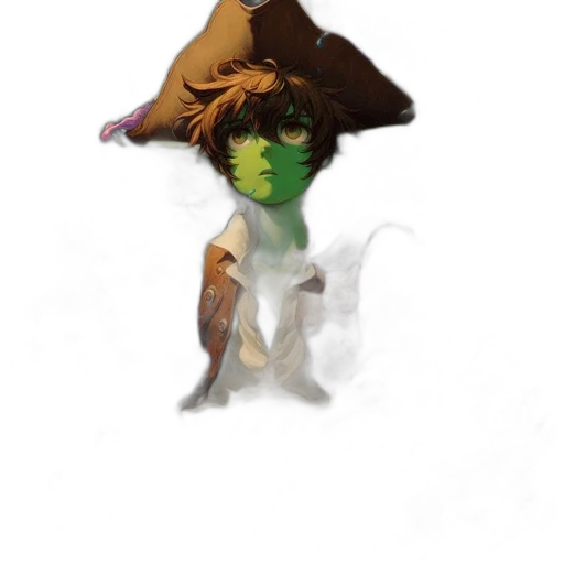 hat, staff, mask, face, concept art, fantasy art, watercolor, photorealistic transparent PNG cut-out