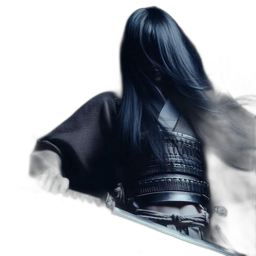 sword, hair, weapon, dragon, fantasy art, concept art, photorealistic, 3d render transparent PNG cut-out