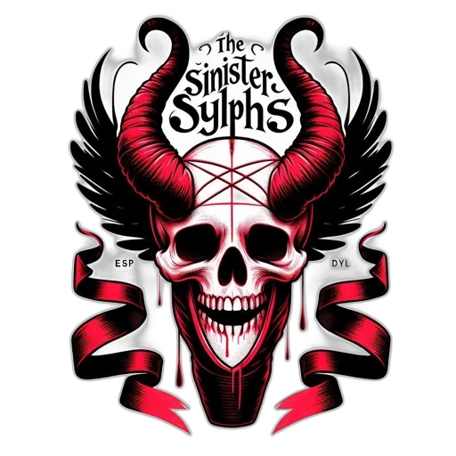 concept art, skull, curved, horns, surrounded, wings, pentagram, adorned transparent PNG cut-out