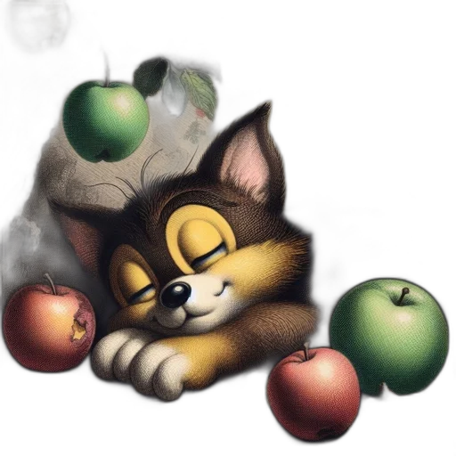 food, watercolor, photorealistic, concept art, fantasy art, fog, anthropomorphic, cat transparent PNG cut-out