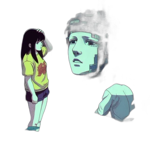 mask, robot, face, hat, concept art, vaporwave, anime, 3d render transparent PNG cut-out