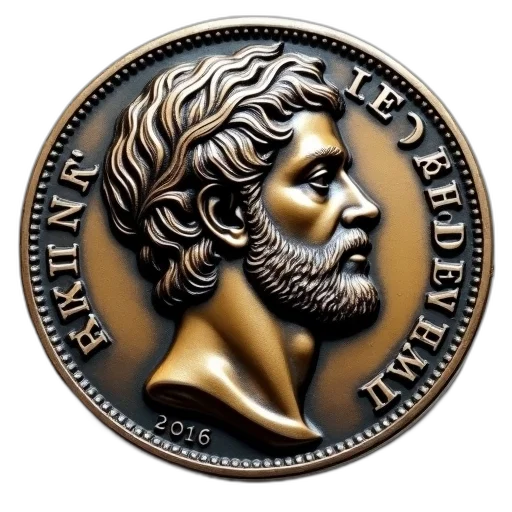 crown, close-up, image, coin, detailed, portrait, man, beard transparent PNG cut-out