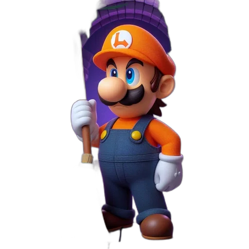 hat, staff, weapon, animal, 3d render, concept art, pixel art, mario transparent PNG cut-out