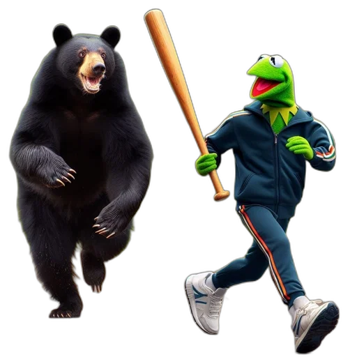 animal, creature, concept art, 3d render, green, black, bear, pursues transparent PNG cut-out