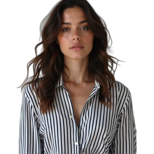 dress, jacket, hair, staff, photorealistic, woman, wearing, striped transparent PNG cut-out