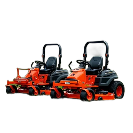 two, orange, ride, mowers transparent PNG cut-out