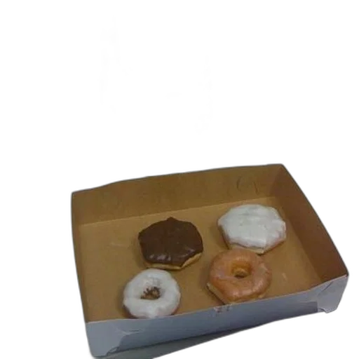 food, jewelry, furniture, 3d render, photorealistic, box, four, donuts transparent PNG cut-out