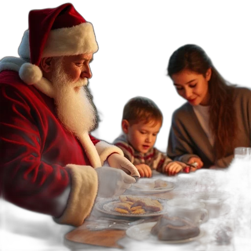 photorealistic, concept art, 3d render, extended, family, santas, prepare, christmas transparent PNG cut-out