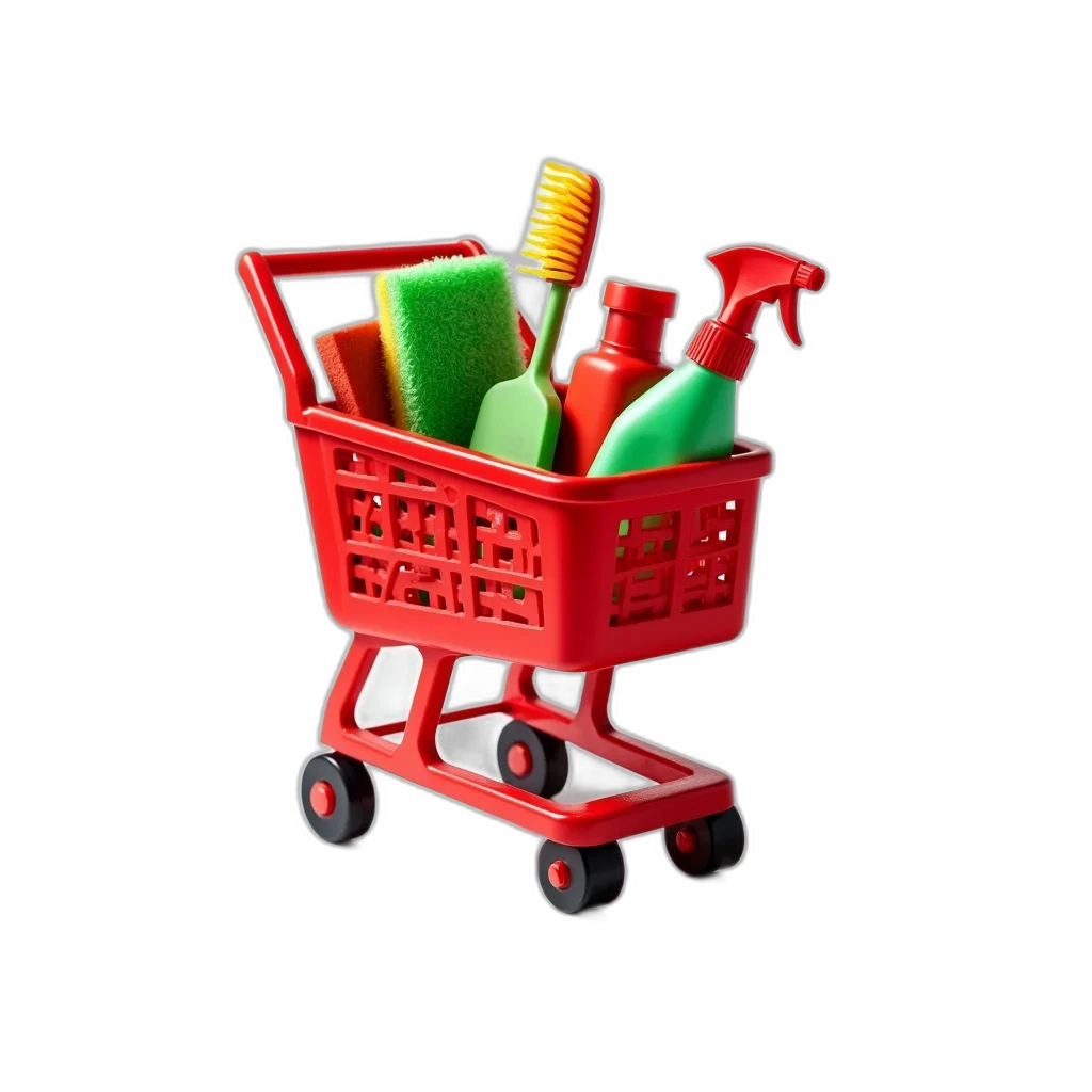 staff, furniture, 3d render, photorealistic, red, shopping, cart, handle transparent PNG cut-out