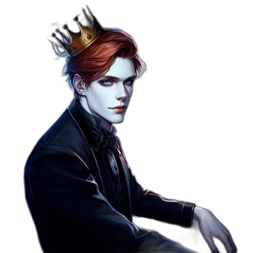 crown, concept art, fantasy art, photorealistic, pixel art, dark, young, man transparent PNG cut-out