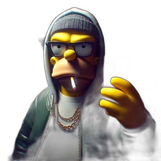 mask, face, jacket, 3d render, concept art, photorealistic, cartoon, homer transparent PNG cut-out