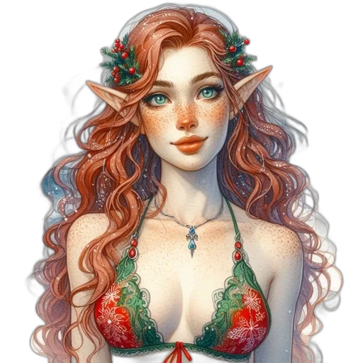 dress, fantasy art, concept art, pixel art, watercolor, red, green, elven transparent PNG cut-out
