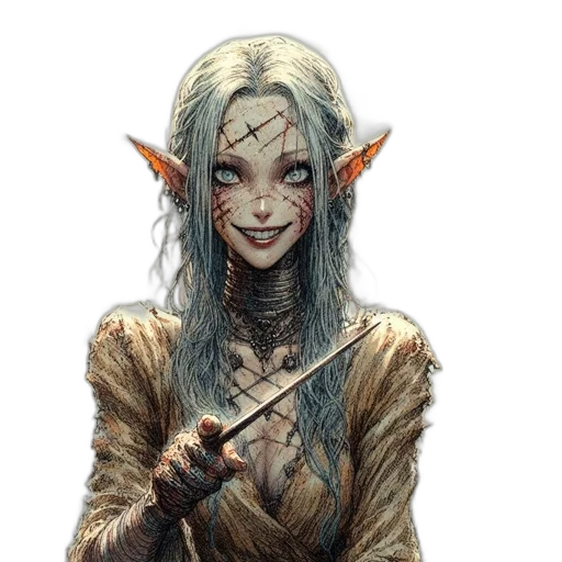 staff, face, creature, fantasy art, concept art, comic book art, pixel art, dark transparent PNG cut-out