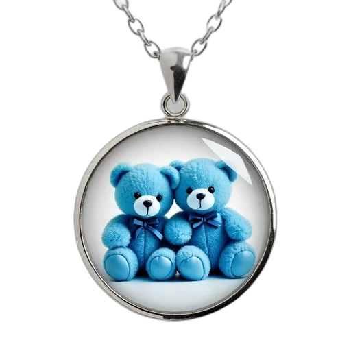 jewelry, 3d render, blue, silver, pendant, clear, glass, cover transparent PNG cut-out