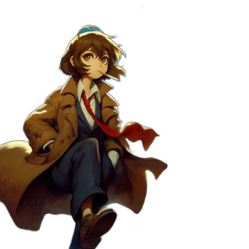 jacket, staff, weapon, hat, concept art, pixel art, anime, fantasy art transparent PNG cut-out