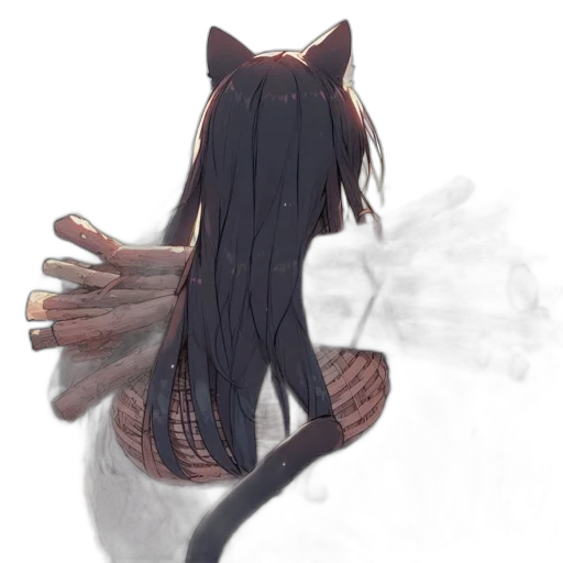 hair, creature, mask, staff, concept art, fantasy art, anime, watercolor transparent PNG cut-out