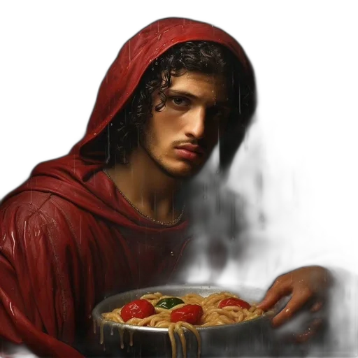 food, face, photorealistic, fantasy art, concept art, oil painting, night, fire transparent PNG cut-out