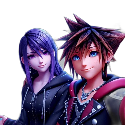 3d render, concept art, fantasy art, anime, neon lights, dark, blue, two transparent PNG cut-out