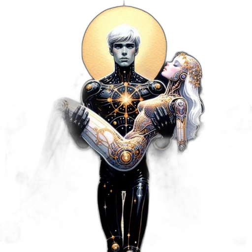 robot, concept art, comic book art, fantasy art, 3d render, outer space, artistically, stylized transparent PNG cut-out