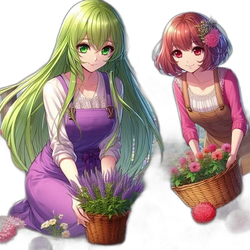 flower, pixel art, anime, fantasy art, concept art, forest, green, colorful transparent PNG cut-out