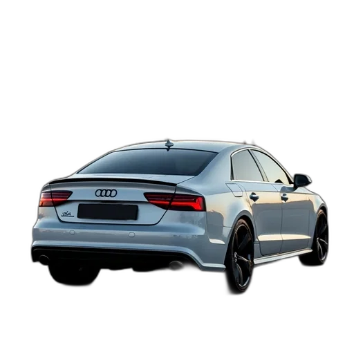 car, 3d render, photorealistic, concept art, silver, audi, rear, trunk transparent PNG cut-out