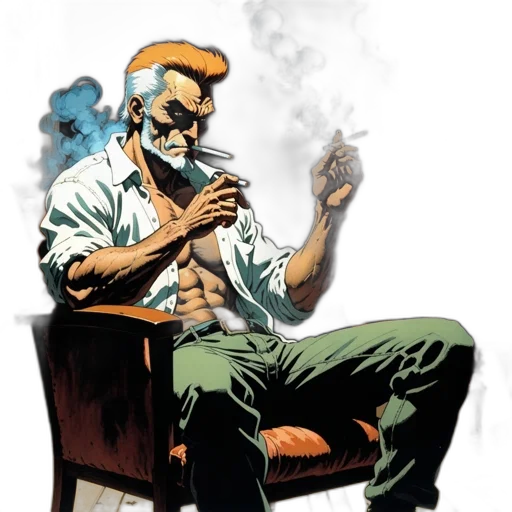 comic book art, concept art, cartoon, pixel art, fire, animated, figure, relaxes transparent PNG cut-out
