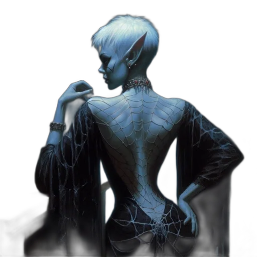 dress, robot, jacket, concept art, fantasy art, comic book art, cyberpunk, blue transparent PNG cut-out