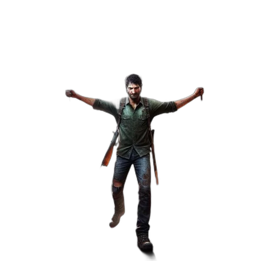 staff, jacket, 3d render, pixel art, concept art, post-apocalyptic, setting, man transparent PNG cut-out